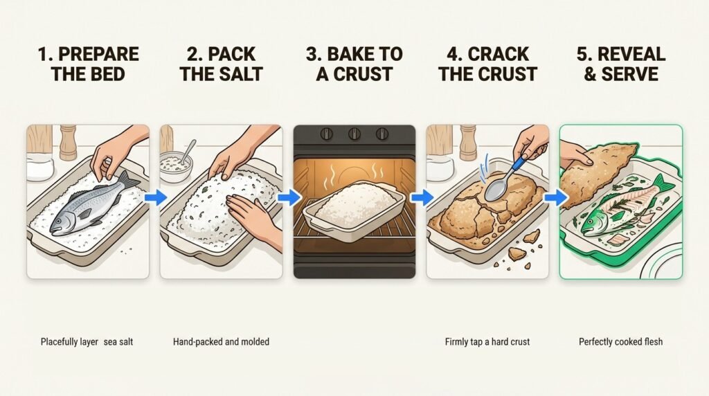 Ancient salt-crust cooking method demonstrated step by step